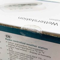 Mebus ET748CR radio-controlled weather station white with temperature and humidity display, weather forecast and radio clock