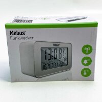 Mebus YJ5040 digital radio alarm clock with moon calendar I lighting I indoor thermometer I 2 alarm times I snooze function I date, white