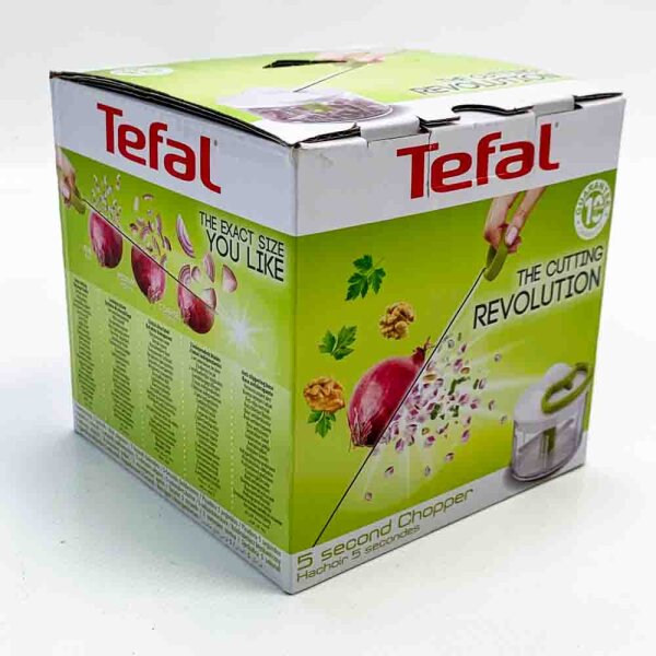 Tefal 5-Sekunden Zerkleinerer K13304 | Ohne Strom | Fassungsvermögen: 500 ml | Multizerkleinerer für Gemüse, Obst, Zwiebeln, Nüsse, Knoblauch, Babynahrung | Weiß/Grün/Transparent