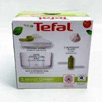 Tefal 5-Sekunden Zerkleinerer K13304 | Ohne Strom | Fassungsvermögen: 500 ml | Multizerkleinerer für Gemüse, Obst, Zwiebeln, Nüsse, Knoblauch, Babynahrung | Weiß/Grün/Transparent