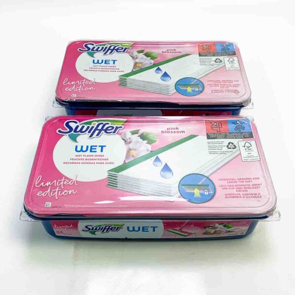 Swiffer Wet Wipes 2 Units (24 x 2) 48 Cleaning Wipes for Swiffer Broom Dust Catcher Cleaning Cloth Keeps Dust and Dirt Pink Blossom