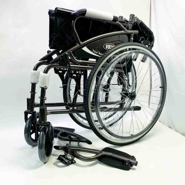 VOCIC SYIV100-RLD-D01 Rollstuhl Faltbar Leicht Transportrollstühl (17.5kg),Doppelbremsen Design RollstüHle mit Selbstantrieb für Senioren,Reise-Rollstuh mit 60cm Groß Hinterrad für Alle Terrains