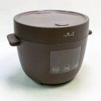 Yum Asia Tsuki YUM-TS04T Mini-Reiskocher mit Shinsei-Keramikschüssel (2,5 Tassen, 0,45 Liter), 5 Reiskochfunktionen, 2 Multicooker-Funktionen, verstecktes LED-Display, 220–240V (Pebble Grey)