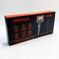 DEPSTECH DS630 two-way 210° rotating endoscope camera with light, DEPSTECH 6.2 mm 5" IPS inspection camera, 2MP endoscope with movable head, pipe camera sewer camera IP67 waterproof/8 LEDs/32G TF card/carry bag-1.5M