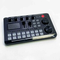 Live sound card and audio interface with DJ mixer effects and voice changer, F998 Bluetooth stereo audio mixer, for live YouTube streaming, PC, recording studio and gaming