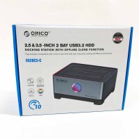 ORICO RGB offline clone hard drive docking station USB C, 6Gbps aluminum USB 3.2 Gen 2 hard drive adapter with UASP for SATA 2.5/3.5 inch HDD with 12V 3A power supply (5528C3-C)