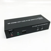 HDMI Displayport KVM Switch 2 Computers 2 Monitors, 4K@60Hz 2 Port HDMI+DP KVM Switch Dual Monitor with 4 USB 2.0 Hub, Dual Monitor Displayport KVM 2PCs share 1 set of keyboard, mouse and 2 monitors