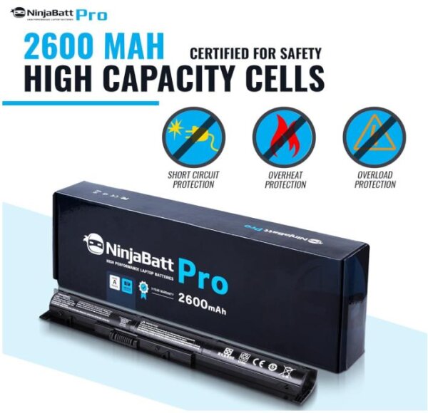 NinjaBatt Pro Akku für HP VI04 756743-001 V104 756478-851 ProBook 450 G2 455 G2 440 G2 Pavilion 17-F105NG 17-F025NG 756745-001 Envy 15-K010NG 15-K075NZ, Samsung Zellens [4 Zellens/2600mAh/38Wh]