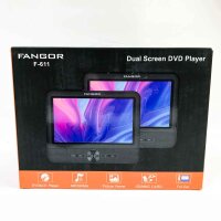 FANGOR Dual Display 7,5 Zoll (17,9 cm) Tragbarer DVD-Player Auto 1024 x 600 mit leistungsstarken Stereo-Lautsprechern, unterstützt USB/SD/AV in/AV Out (1 DVD-Player und 1 Monitor)