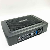 ISUDAR 9 Zoll schlanker Max 600W Subwoofer Aktiv Powered Untersitz-Auto Audio Subwoofer eingebautem Verstärker für Auto/LKW mit Fernbedienung niedrigen und hohen Eingangspegeln, Schwarz