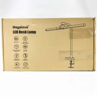 Megainvo Doppelkopf Schreibtischlampe LED Dimmbar, 24W 65CM Augenschutz Tageslichtlampe Schreibtisch Klemmbar Schwanenhals Monitor Lampe Büro Tischlampe PC Desk Lamp für Homeoffice Arbeitszimmer