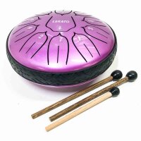 LEKATO 11 Notes 6 Inch D Major Handpan Tongue Drum, Purple Tongue Drum for Healing Meditation Education, Steel Pan Disc Drum Percussion Instrument for Beginners