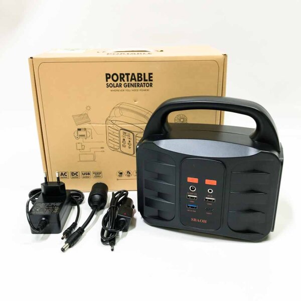 Tragbare Powerstation 99Wh,SBAOH 150W Solargenerator Akku mit AC/USB Ausgabe,Mobile stromgenerator für Reise/Camping/Outdoors/Emergency