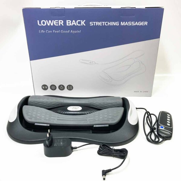 Electric lumbar traction, back massager, tractor with 2 dynamic stretching bars, electric back massager, heat treatment and 3-stage vibration massage, to relieve back pain