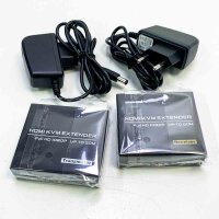 HDMI KVM USB Extender Over IP Cat5e/6, 1080P@60Hz HDMI Extender USB 50m with Loop Out Function, Support Keyboard and Mouse Control Remote Signals
