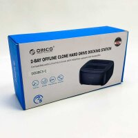 ORICO Festplatten Docking Station, Offline Klon USB 3.2 Gen 1 SSD/HDD Dockingstation für 2,5" und 3,5" HDD/SSD Bis zu 2 x 20 TB mit 12V 3A Netzteil, Unterstützung werkzeugloser und UASP (DD28C3-C)