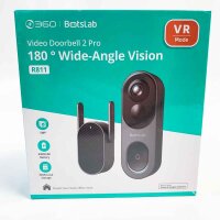 BOTSLAB battery-operated wireless video doorbell with video function, 210-day battery, 180° large field of view, toll-free, smart person detection, 2.4/5GHz WLAN, 2-way audio, siren, night vision