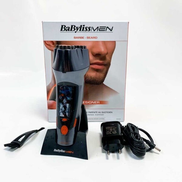 BaByliss For Men SH105E “Le Designer” Digital Beard Trimmer with Rotating Heads, Titanium Blades, AC/Battery