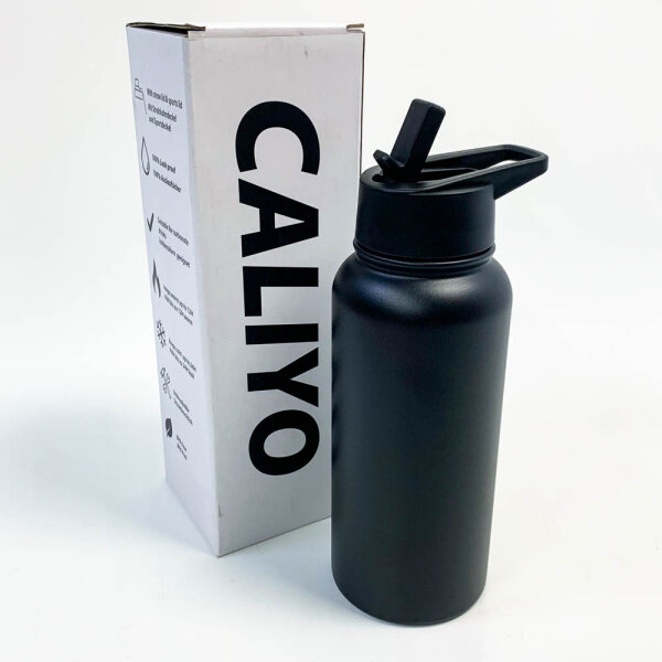 CALIYO Stainless Steel Water Bottle High Capacity Thermos Flask Direct Drinking Type + Straw Type Stainless Steel Thermos Bottle 6-12 Hours Thermal 950ml