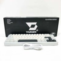 YUNZII AL66 Wireless Mechanical Keyboard, 65% Rotary Control Aluminum Gaming Keyboard Bluetooth/2.4G/Wired Hot Swappable Switches, Seal Mounted RGB Keyboard for Win/Mac (Milk Switch, Silver)