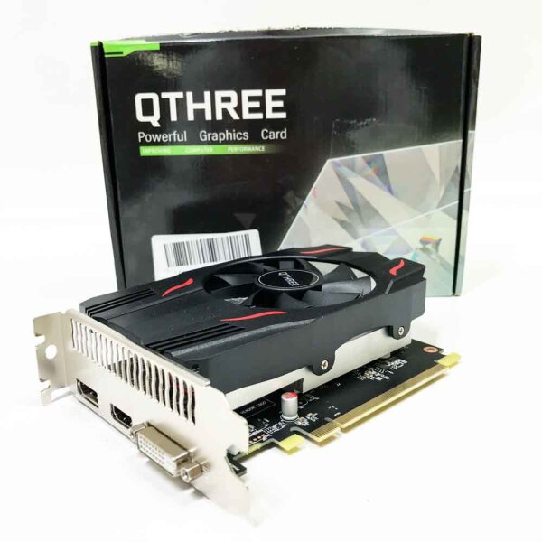 QTHREE Radeon RX 550 Grafikkarte, 4G D5 128-bit, DisplayPort HDMI DVI-D, PCI Express x8, Desktop Gaming Grafikkarte für PC, DirectX 12, Computer GPU