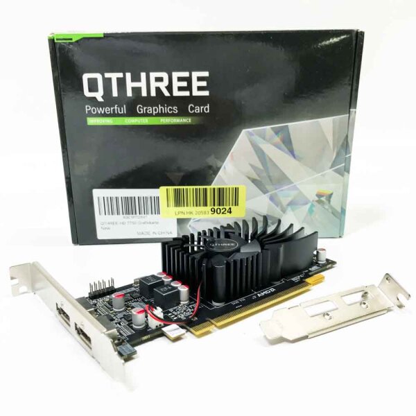 QTHREE Radeon HD 7750 Graphics Card, 2GB GDDR5 128-Bit, Low Profile, 2x DisplayPort, PCI Express x16, Graphics Card for PC, Schedule Video