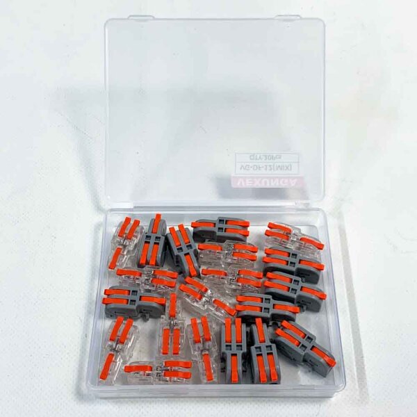 Cable connector 250V 32A connection clamp compact quick connector 4 mm² conductor clamp 1 in 2 out for DIY - 20 pieces