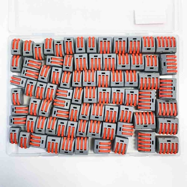 Cable Connector Set 2/3/5 Ports Cable Clamps Connection Clamp Cable Clamps Electric 250V 32A Compact Electrical Connection Blocks 4mm² Conductor Clamp with Actuating Lever (80 Pieces)