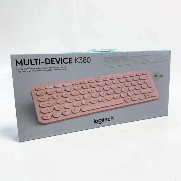 Logitech K380 Multi-Device Bluetooth Keyboard for Mac, Easily Switch between up to 3 Devices, Scissor Keys, macOS / iOS / iPadOS, German QWERTY Layout - Pink