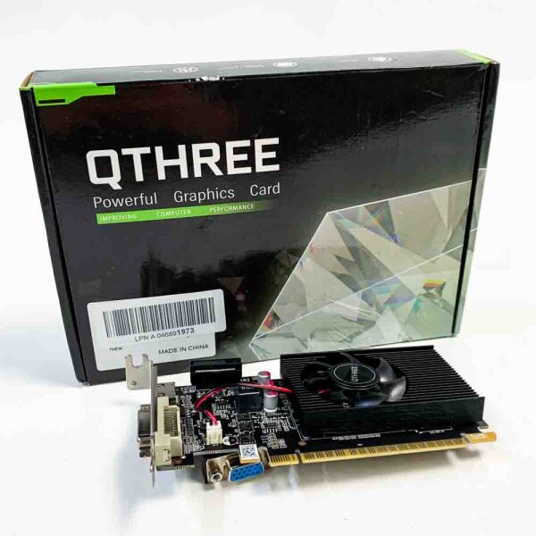 QTHREE GT 710 Grafikkarte, 2 GB, DRR3, 64-Bit, VGA, HDMI, DVI, PC-Grafikkarte, Low-Profile-Computer-GPU, PCI Express 2.0 X8, unterstützt 2K, DirectX 12