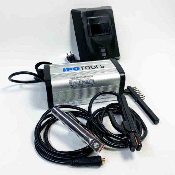 IPOTOOLS MMA-160R Elektroden Schweißgerät (Griff von der Maske fehlt)- IGBT Inverter Schweissgerät MMA/E-Hand mit 160 Amper/Digitale LCD Anzeige / 230V / Anti-Stick/Hot-Start/Arc-Force/Schutzschild / 7 Jahre Garantie