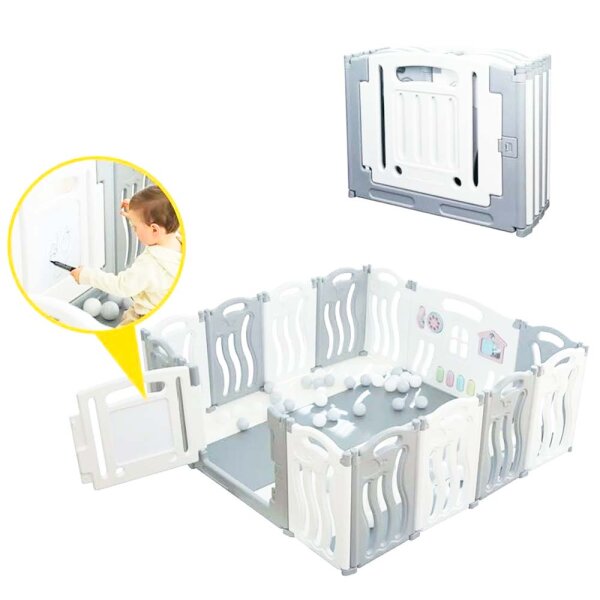 Gupamiga Laufstall Baby Faltbar, Laufgitter Baby mit Zeichenbrett, Baby Playpen, Sicherheitsspielhof Aktivitätszentrum für Kinder（Meeresthema）