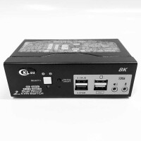 CKLau 2 Port USB 3.0 Dual Monitor KVM Switch Displayport 1.4 + HDMI 2.1 Supports 8K@60Hz, 4K@144Hz with audio output and all input cables
