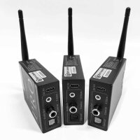 1Mii 3-in-1 Drahtlos Audio Sender Empfänger, 2,4GHz Audio funkübertragung, Low Latency, HiFi -Musik von TV/PC zu Aktiver Subwoofer/Lautsprecher/Stereo, Optisch/Koaxial/3,5-mm/Cinch-Ausgang/-Eingang
