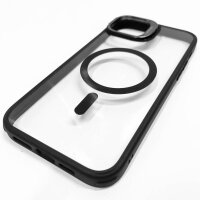 ESR for iPhone 15 Plus Case, Compatible with MagSafe, Military Standard Protection Case, Integrated Hiding Stand Mobile Phone Case, Scratch-Resistant Back, Classic Series, Clear Black