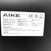 AIKE Professional stainless steel hand dryer for commercial use, 8-12 seconds drying - energy saving and environmentally friendly with 2 year guarantee