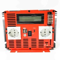 JARXIOKE (WITHOUT REMOTE CONTROL) 4000W Inverter 12v to 230v Pure Sine Wave Voltage Converter with Remote Control & LCD Screen & 2 EU Socket & 2 * 3.4A USB & Type-C Port Solar Power Inverter