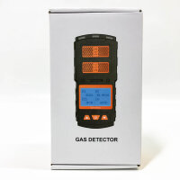CHNADKS Tragbarer Gasdetektor, Wiederaufladbarer 4-Gasmonitor EX H2S CO O2 mit digitalem LCD-Display, Ton-Licht-Vibrationsalarm, persönliches 4-in-1 Gasmessgerät, Gastester-Analysator
