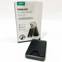 ESR HaloLock 5000 mAh Wireless Powerbank Wallet mit USB-C Kabel, kompatibel mit MagSafe Batterie Pack, Kabelloses tragbares Ladegerät, Magnetische Wallet für iPhone 15/14/13/12 Series, Schwarz