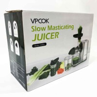Vpcok JS3004 Direct Slow Juicer Vegetable and Fruit Juicer with 2 Speed ​​& Reverse Function & Juice Jug & Cleaning Brush