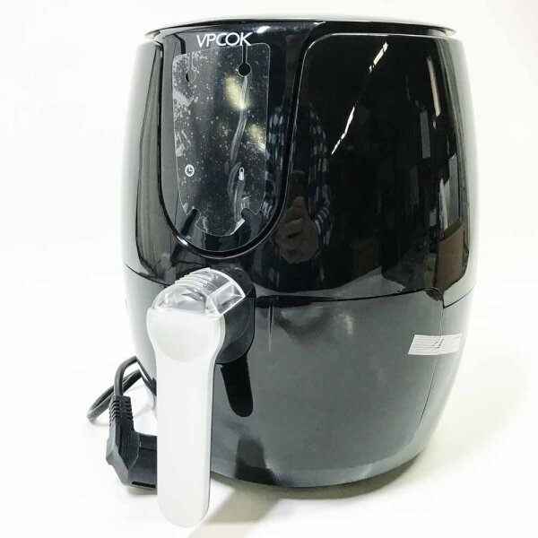 Vpcok ‎LQ-2507B mit 6 Verschiedenen Kochprogrammen Heissluftfritteuse ohne Öl, einfach zu reinigen, LED-Touchscreen mit Rezeptbuch 1500W Fritteuse
