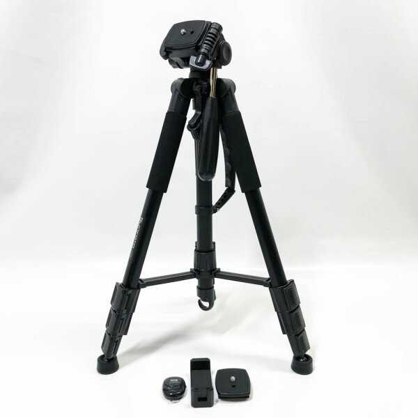Sunfoto ‎ST60-Tripod, Kamera Stativ 160cm Leichtes Fotostativ mit 2 Schnellwechselplatte, Tragetasche, Handyhalterung für Smartphone DSLR SLR Canon Nikon Sony Olympus - schwarz