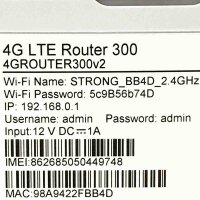 STRONG 4G LTE Cat 4 Router 150 Mbit/s|WiFi 300 Mbit/s|Modem|Hotspot|4 Ethernet-Ports, 2 abnehmbare SMA-Antennen