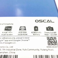 OSCAL C60 Android 11 4G Smartphone Ohne Vertrag, Helio A22 Quad-Core 4GB RAM+32GB ROM, 6.53" HD+ Display, Dual-SIM Handy, 13MP+5MP Dual Kamera, 4780mAh Akku, GPS WIFI Gesichts Entsperrung, komodo island