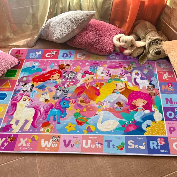 QUOKKA ABC Play Mat for Babies Toddlers Super Soft Extra Thick 0.8cm Large Alphabet Rug with Unicorn Princess