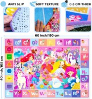 QUOKKA ABC Play Mat for Babies Toddlers Super Soft Extra Thick 0.8cm Large Alphabet Rug with Unicorn Princess