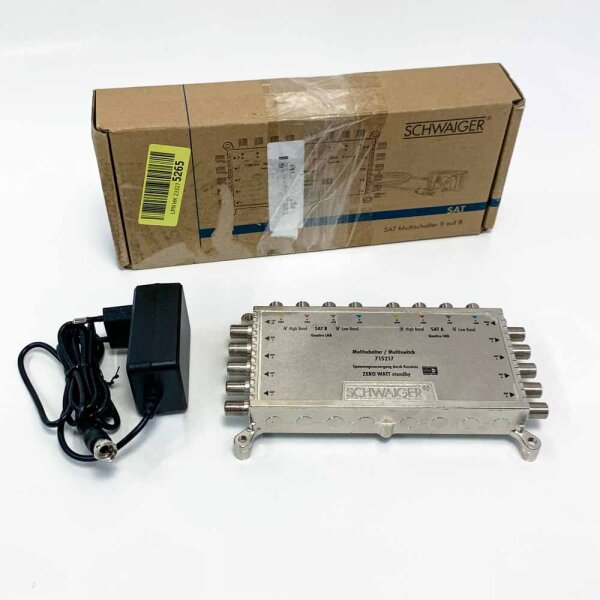 SCHWAIGER 5217 multiswitch (without screws) SAT distributor 8-way for 2 satellite signals Multifeed SAT splitter digital multiswitch 8-way distributor with external power supply 2 satellite positions on 8 outputs