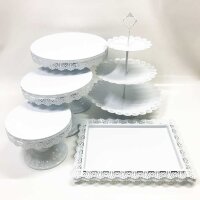 Snowtaros (OHNE OVP) Tortenständer Rund Metall Dessert Display mit Kristallperlen, 3 Etagen Runde Cupcake Standfuß Vintage-Stil für Party Hochzeit Deko (Weiß)