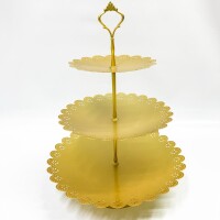 Snowtaros (OHNE OVP) Tortenständer Rund Metall Dessert Display mit Kristallperlen, 3 Etagen Runde Cupcake Standfuß Vintage-Stil für Party Hochzeit Deko (Gold)