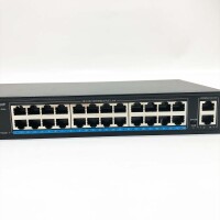 NICGIGA (WITHOUT CABLE and WITHOUT OVP) 24-port Gigabit PoE switch with 24 ports PoE+ at 300W, 2 Gigabit uplink ports, sturdy metal for desktop/rack mounting, AI watchdog, VLAN mode, plug -and-play, unmanaged power over Ethernet